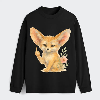 tiny fennec fox with oversized ears, one small paw raised in sass - Classic Long Sleeve Shirt - Black