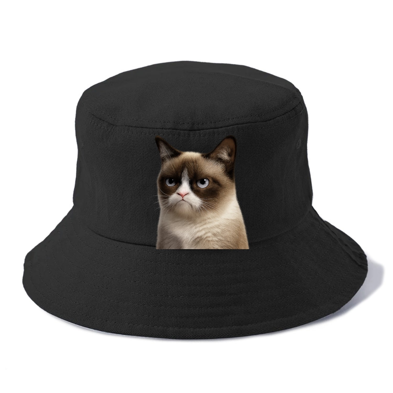 Grumpy Cat Expression  - Bucket Hat - Black