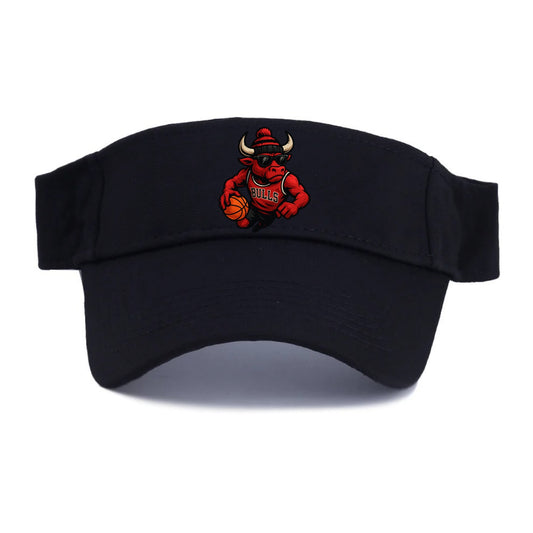 Chicago Bull wearing Bulls red and black beanie with horns design and wayfarer sunglasses - Visor - Black