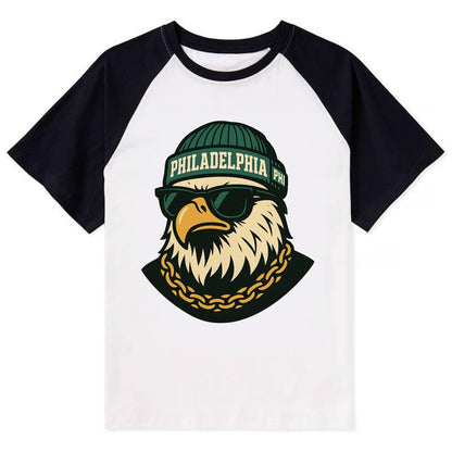 "eagle" "philadelphia" "phi" "green" "us East" - Contrast Raglan T-shirt - Black