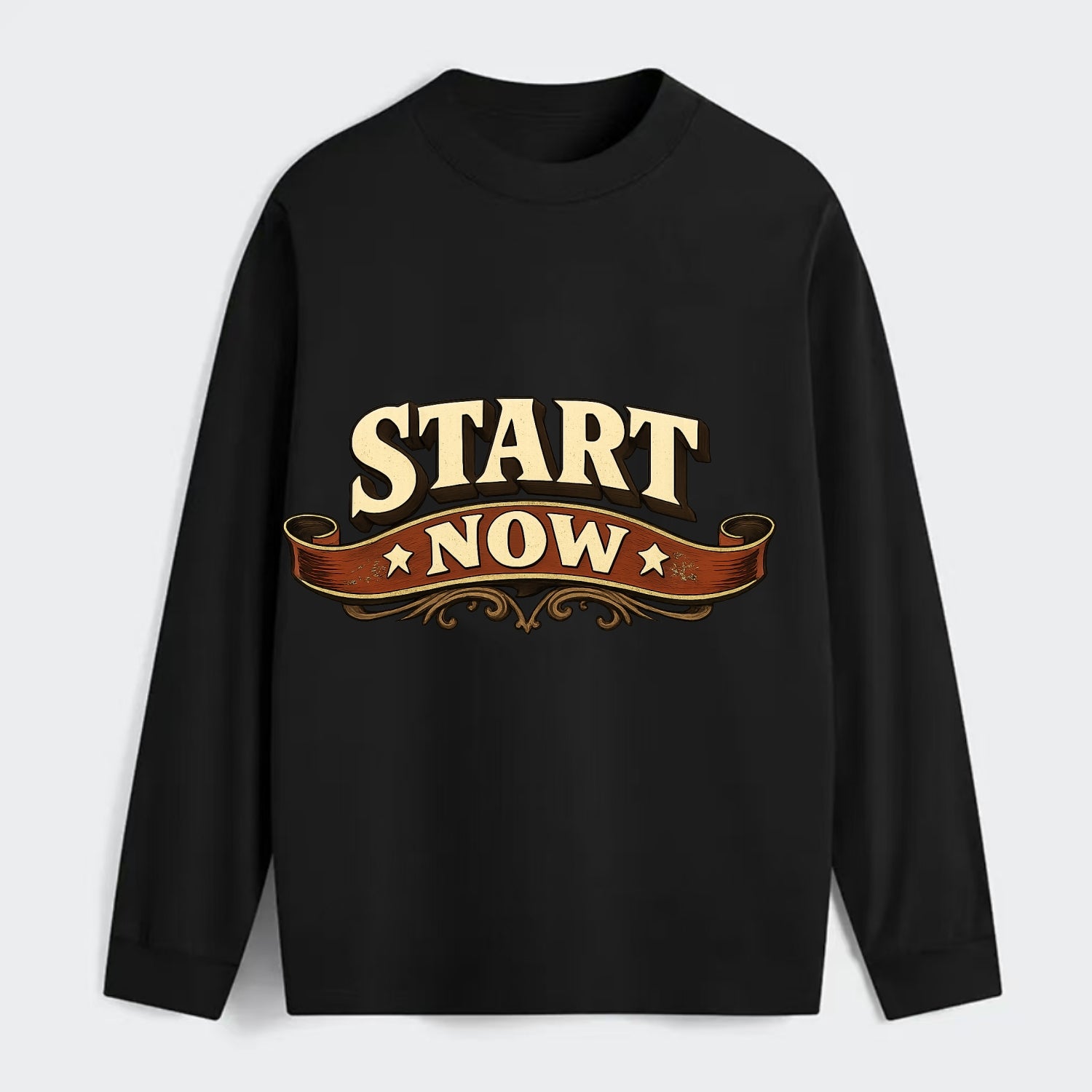 Bold typography design - "START NOW" - begin immediately, no delay - Classic Long Sleeve Shirt - Black