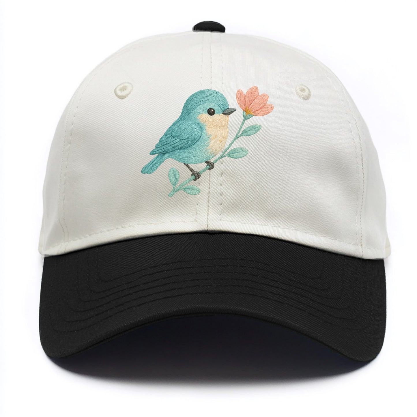 Aqua Chickadee - Two Tone Cap - Black