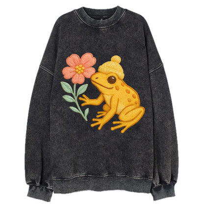 Yellow Dart Frog - Vintage Sweatshirt - Black