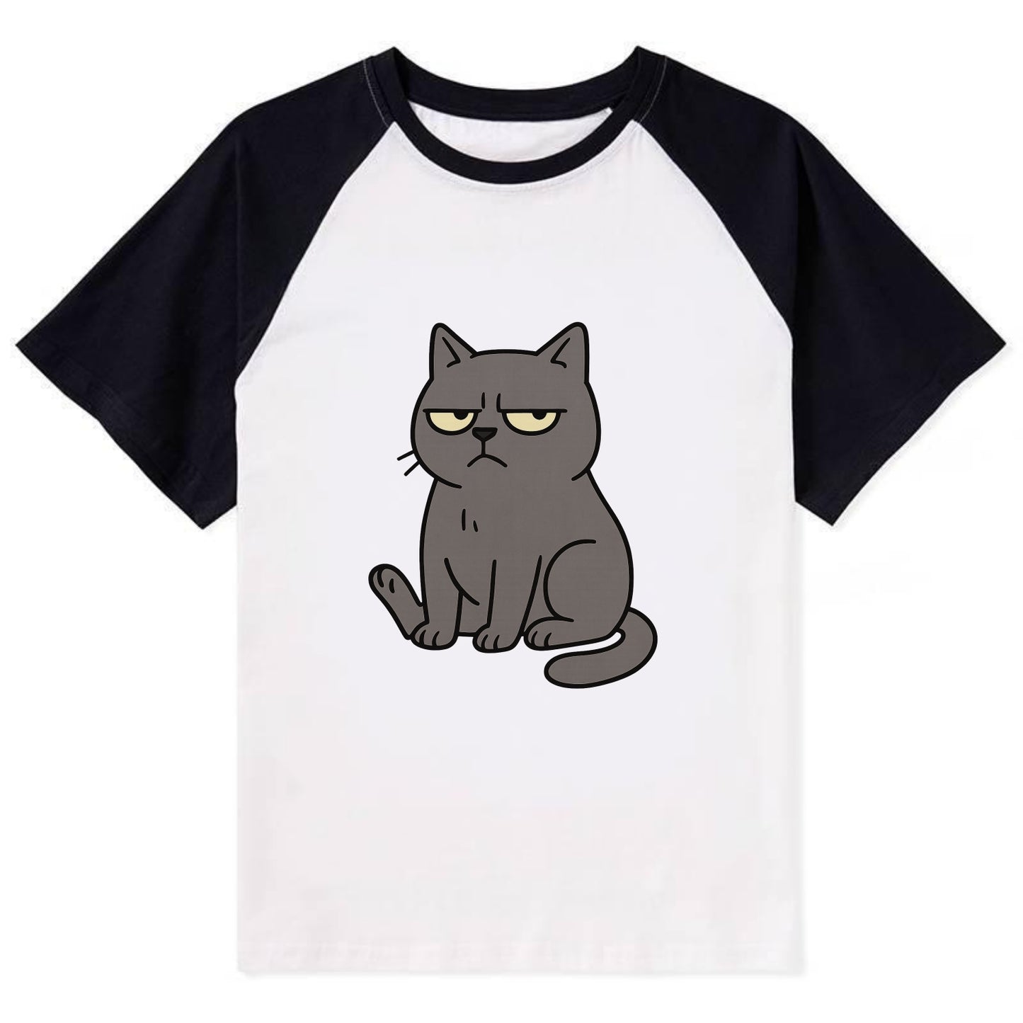 The Cat Judging Silently - Contrast Raglan T-shirt - Black