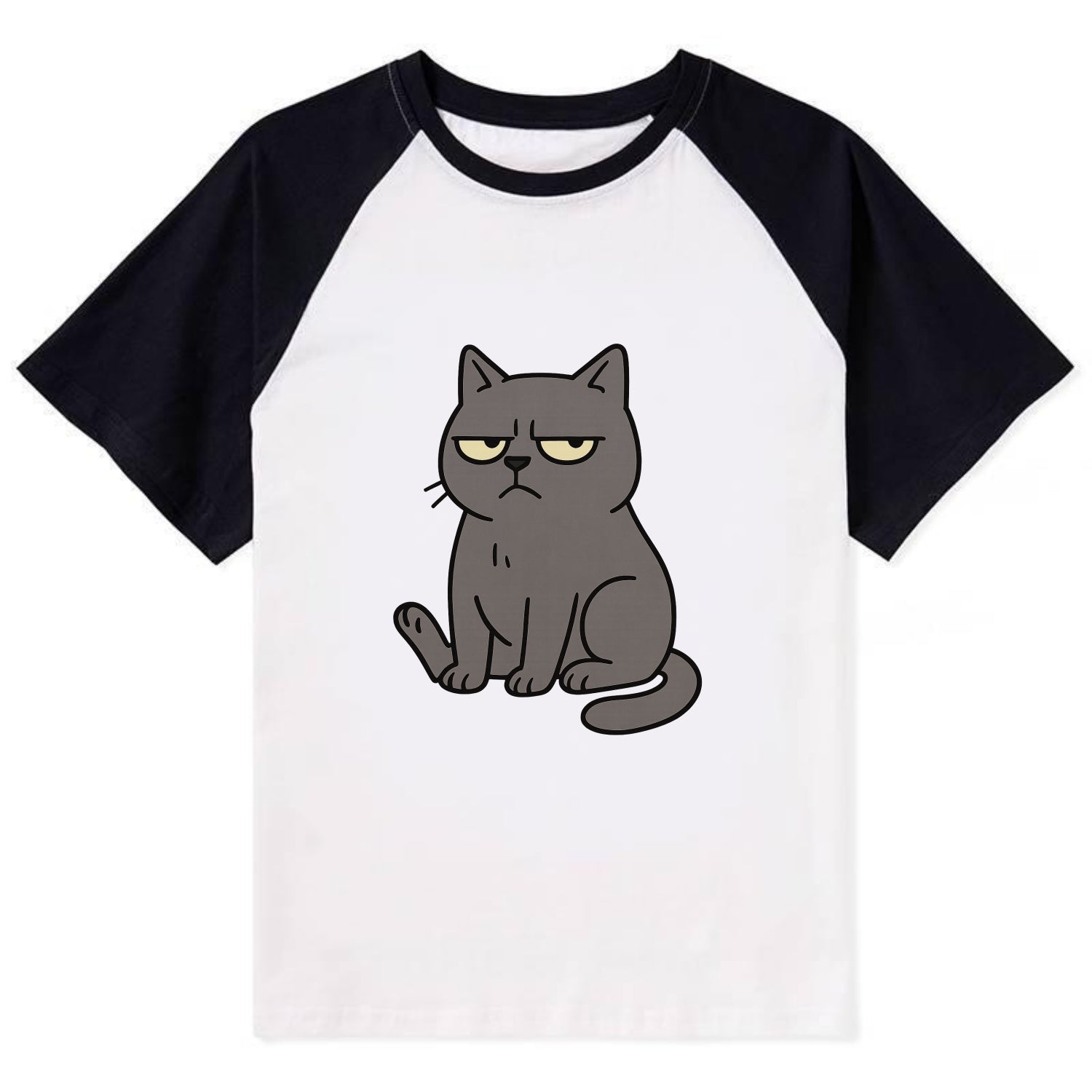 The Cat Judging Silently - Contrast Raglan T-shirt - Black