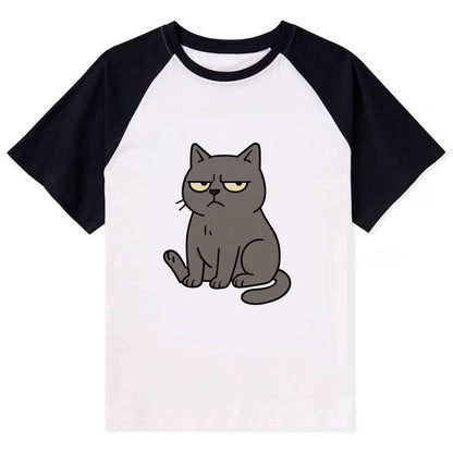 The Cat Judging Silently - Contrast Raglan T-shirt - Black