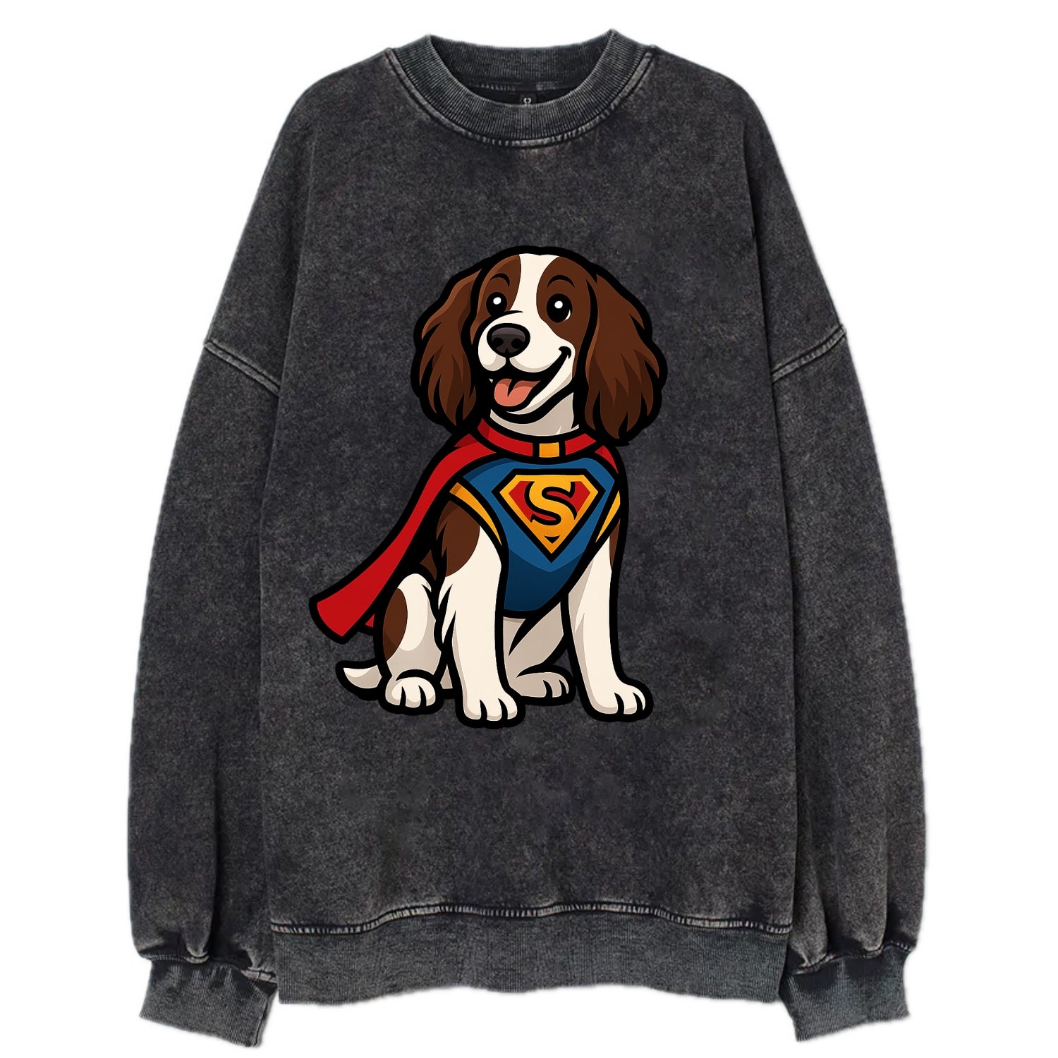 Springer Spaniel Friendly Hero  - Vintag Vintage Sweatshirt - Black