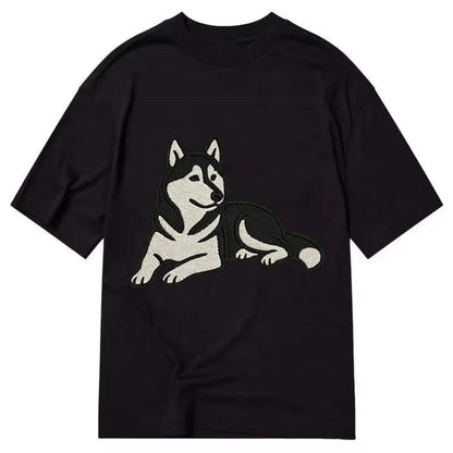 Siberian Husky - Black and white relaxed Classic T-shirt - Black