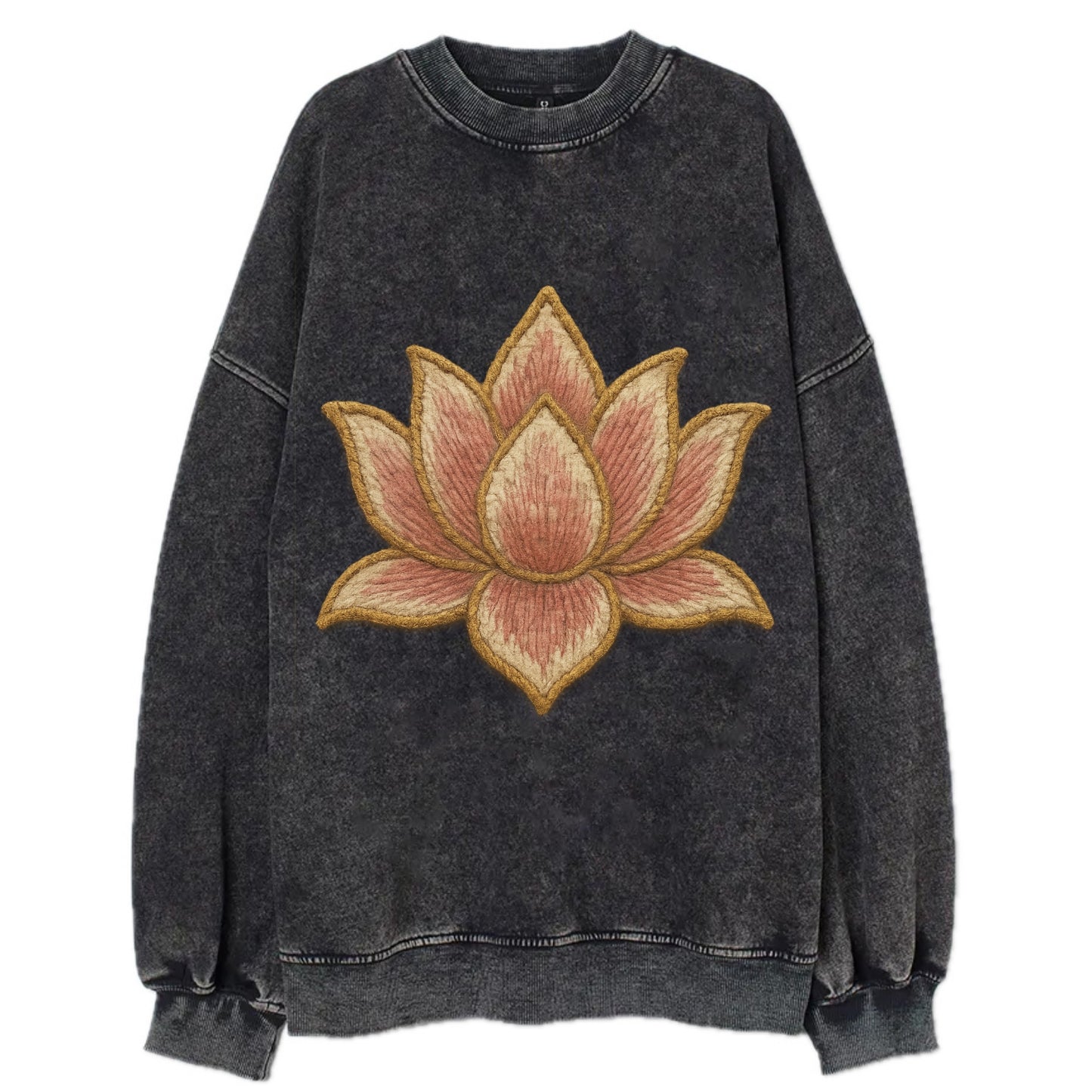 Lotus Flower - Vintage Sweatshirt - Black