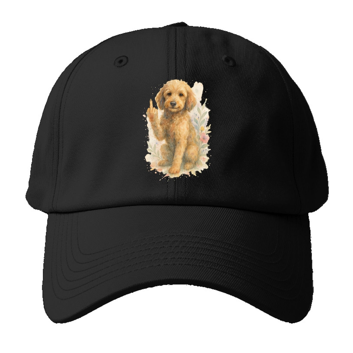 Labradoodle hypoallergenic with wavy coat, intelligent eyes, paw raised - Baseball Cap For Big Heads - Black