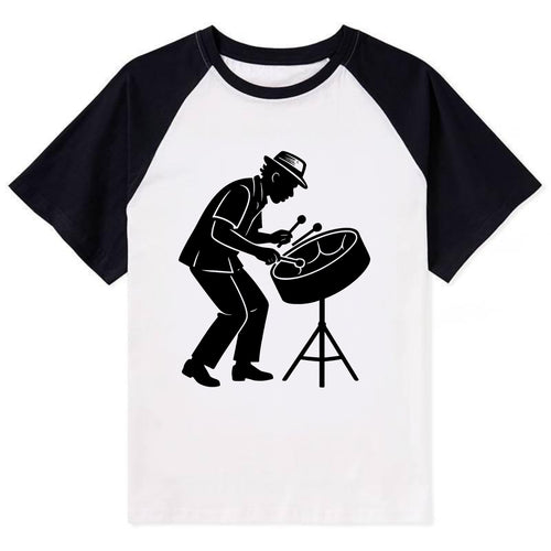 Steel drum player Caribbean rhythm - Contrast Raglan T-shirt