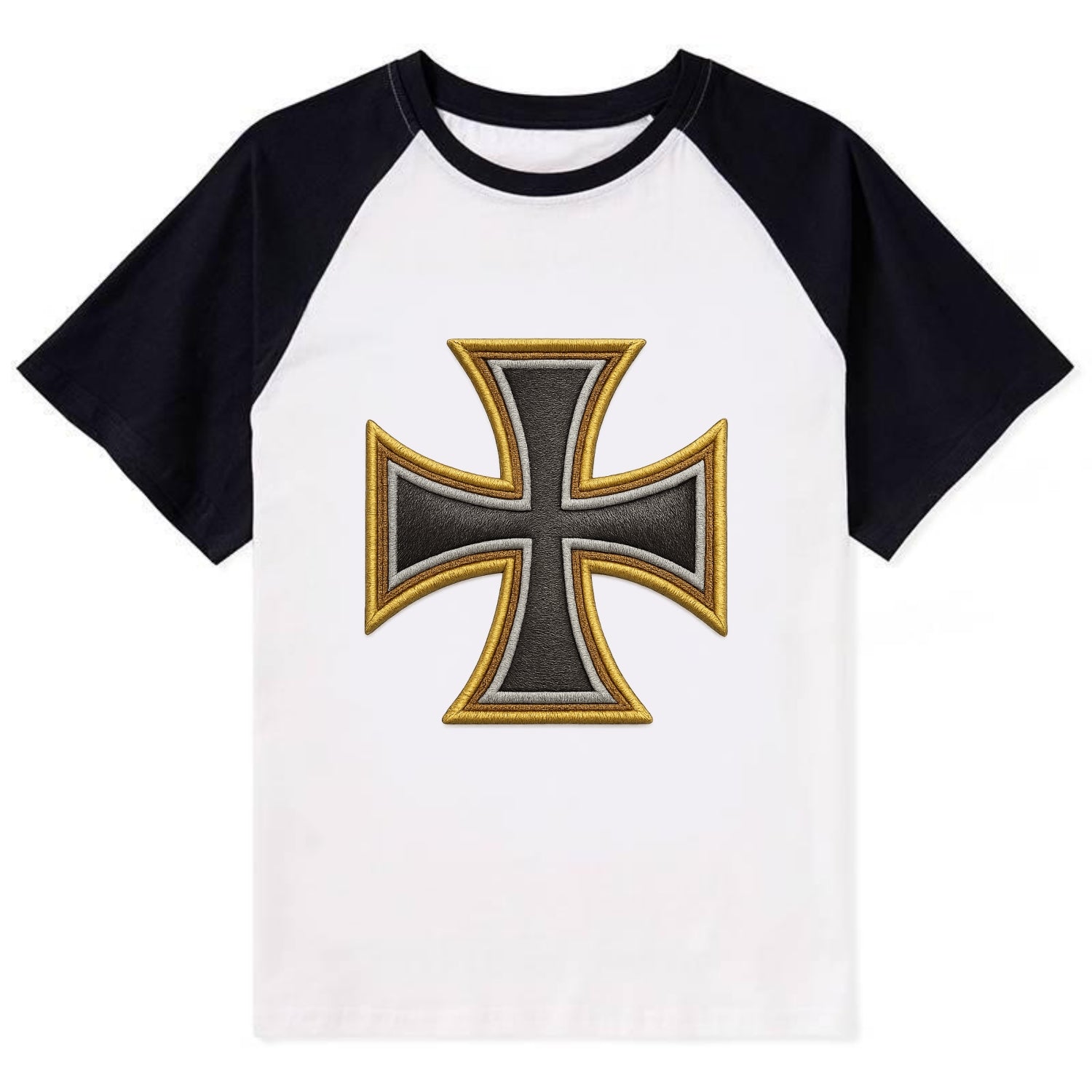 Teutonic Cross  - Contrast Raglan T-shirt - Black