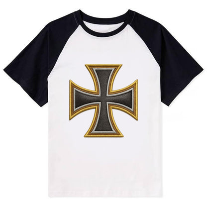 Teutonic Cross  - Contrast Raglan T-shirt - Black