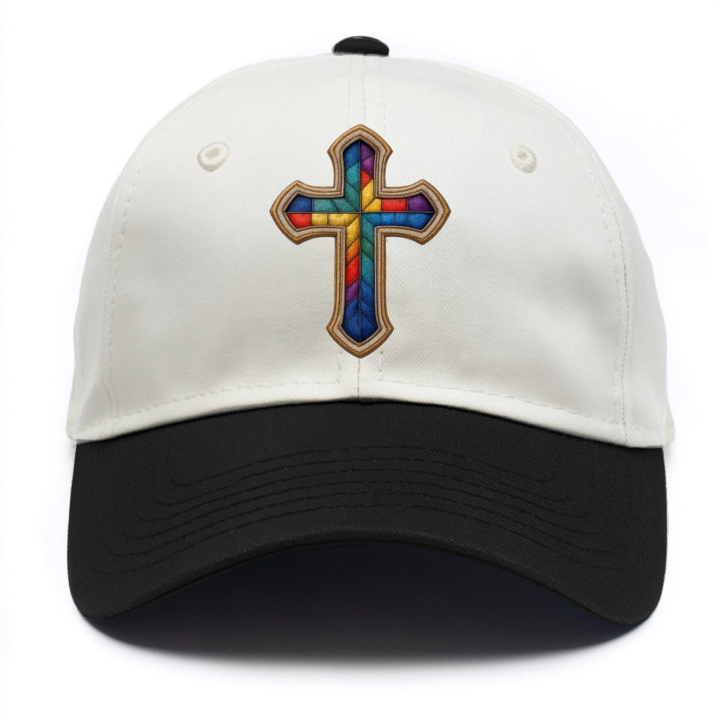 Stained Glass Cross  - Two Tone Cap - Black