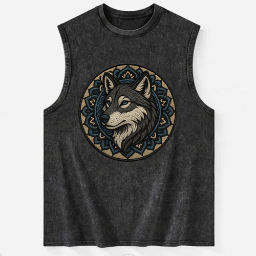 Mandala Wolf Pattern  - Vintage Washed Tank