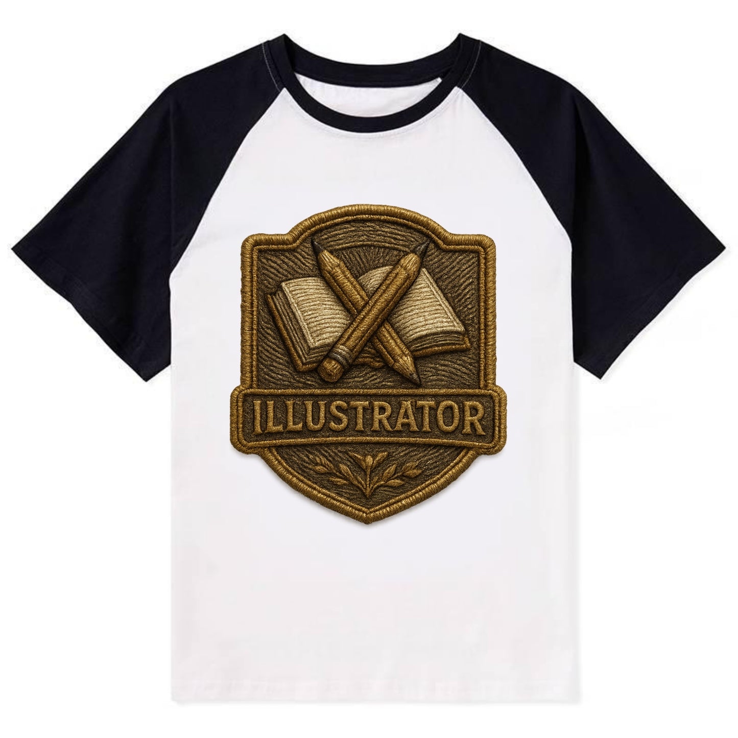 Pencils and sketchbook - illustrator badge - Contrast Raglan T-shirt - Black