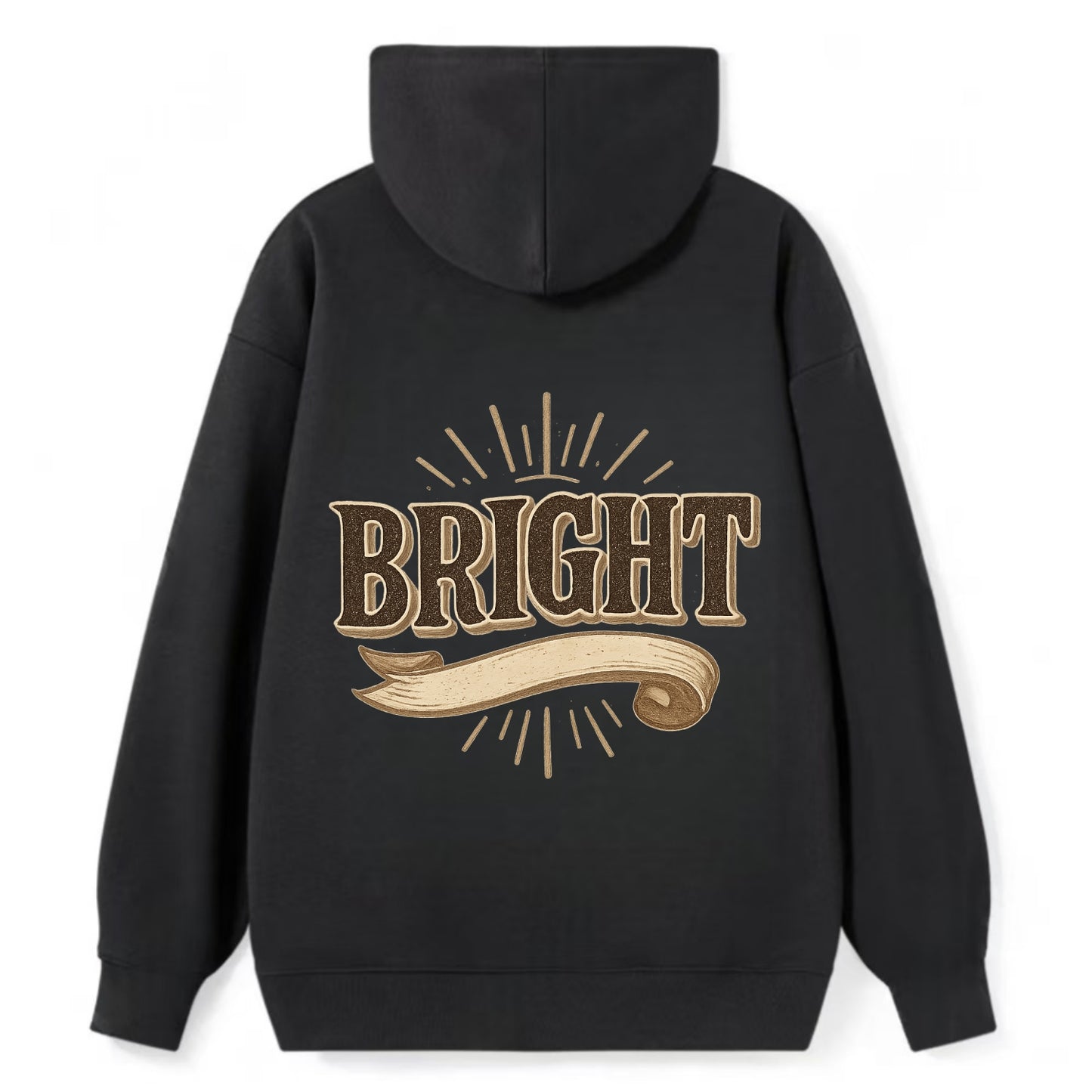 Bold typography design - "BRIGHT" - intelligent, shining - Classic Pullover Hoodie - Black