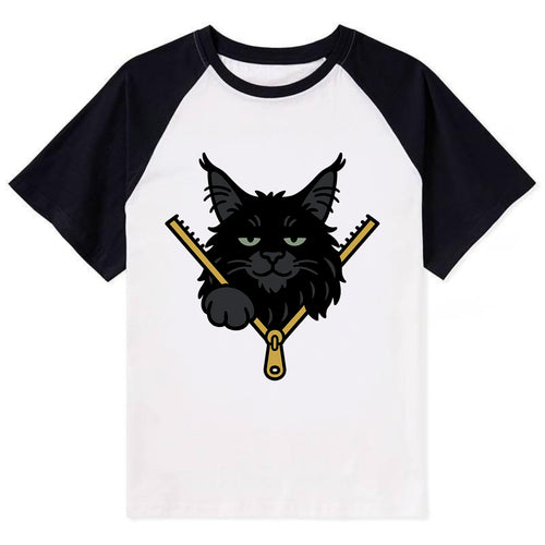 Black Maine Coon - Contrast Raglan T-shirt