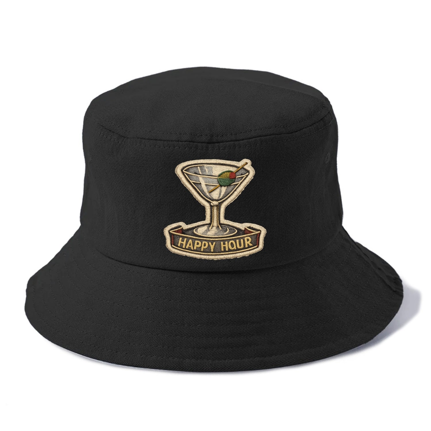 COCKTAIL MARTINI - martini glass with olive in silver and green , happy hour - Bucket Hat - Black