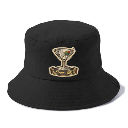 COCKTAIL MARTINI - martini glass with olive in silver and green , happy hour - Bucket Hat - Black