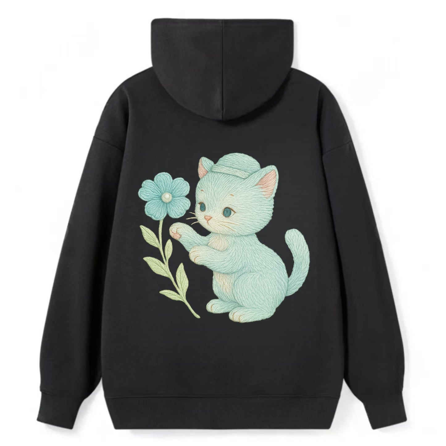Aqua Kitten - Classic Pullover Hoodie - Black