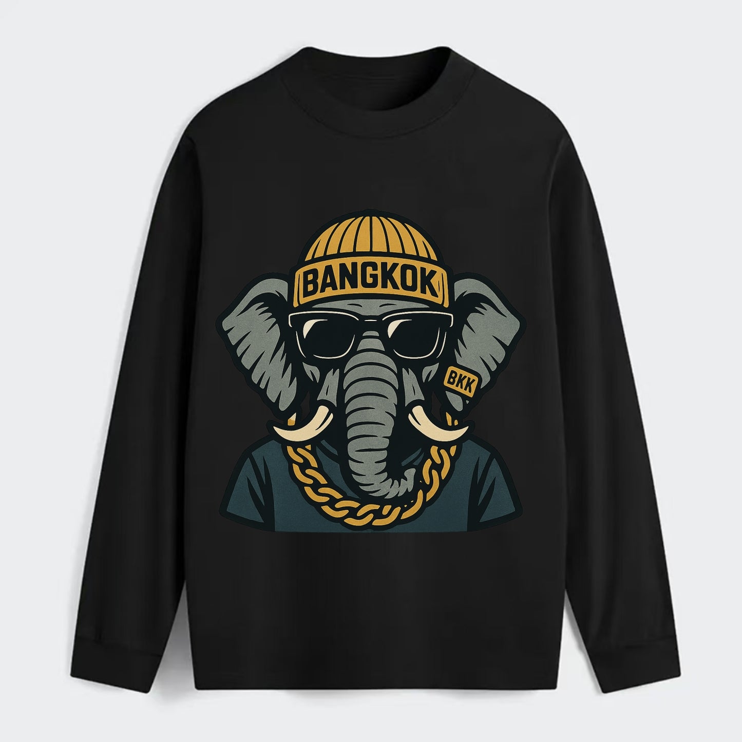 Bangkok Elephant - Classic Long Sleeve Shirt - Black