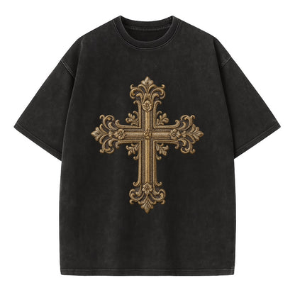 Victorian Cross  - Vintage T-shirt - Black