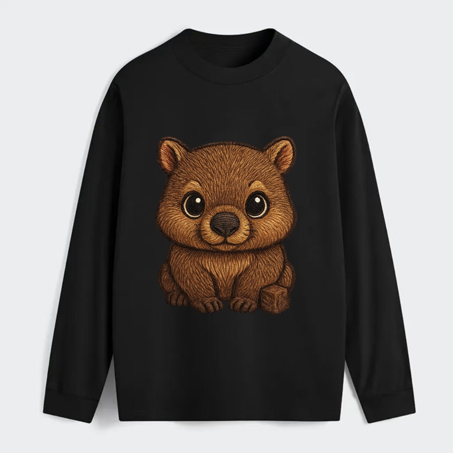 Baby Wombat - brown fur, square nose, small ears, dark eyes, - Classic Long Sleeve Shirt - Black