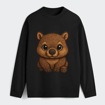 Baby Wombat - brown fur, square nose, small ears, dark eyes, - Classic Long Sleeve Shirt - Black