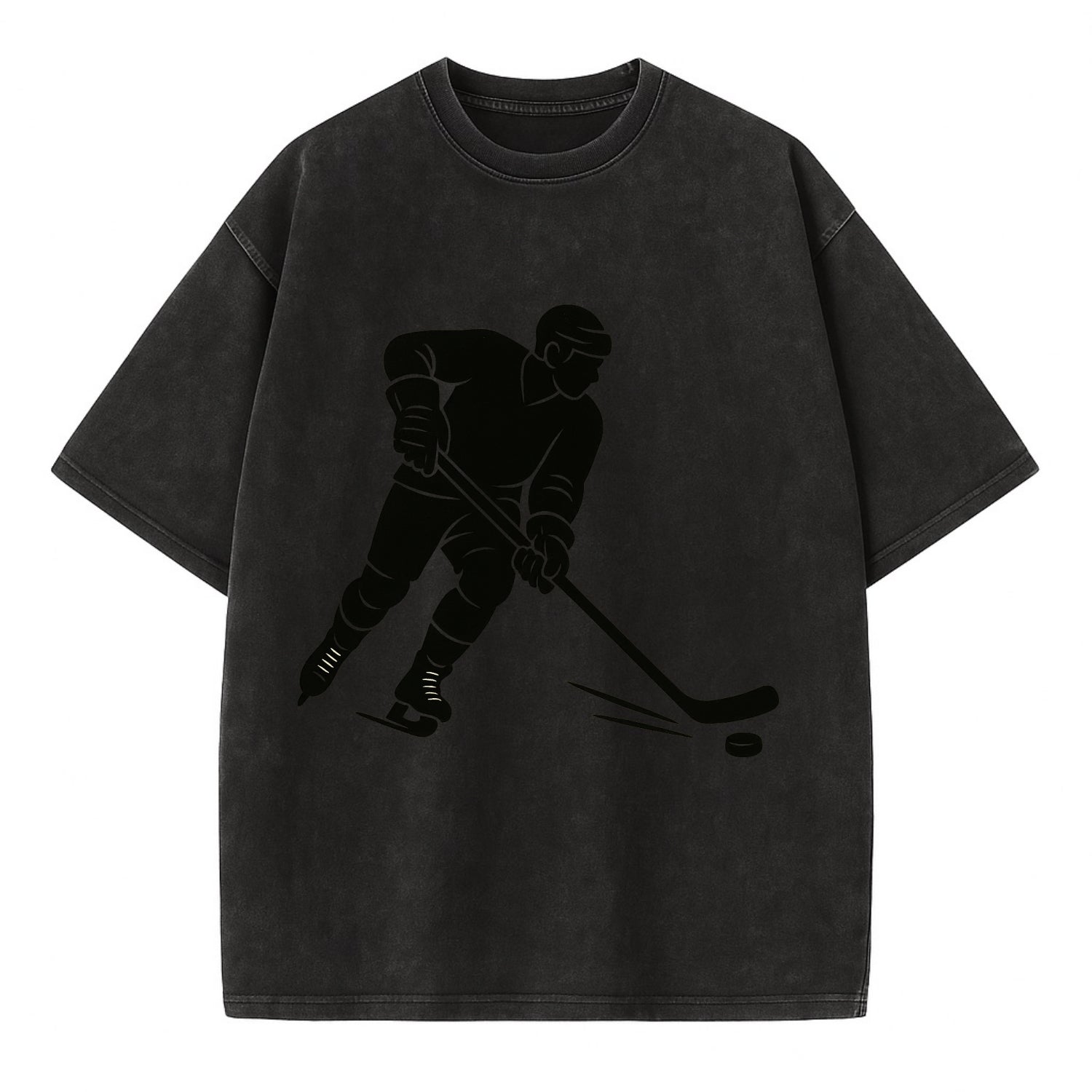 Ice hockey player shooting puck - Vintage T-shirt - Black