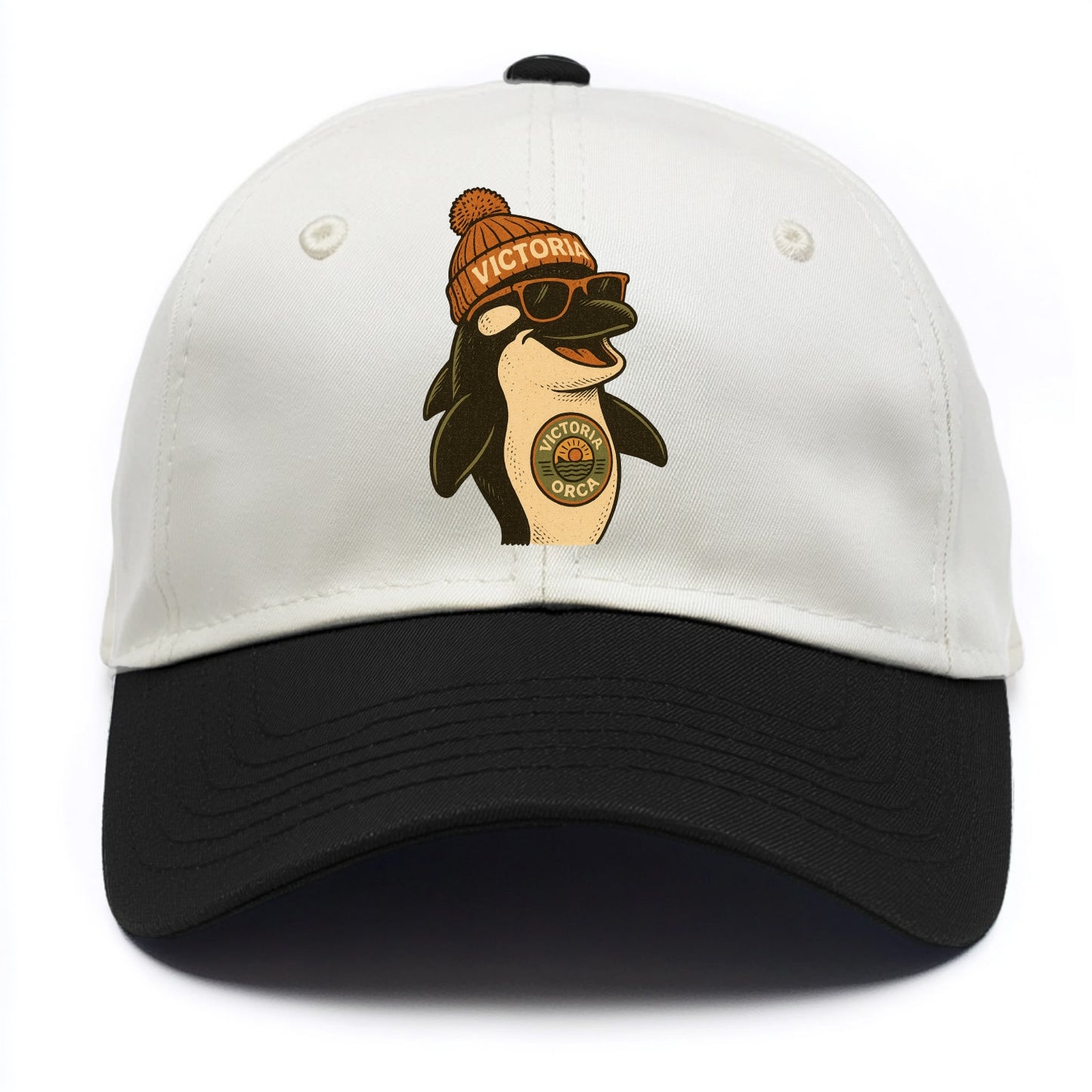 Victoria Orca wearing Victoria beanie wi - Two Tone Cap - Black