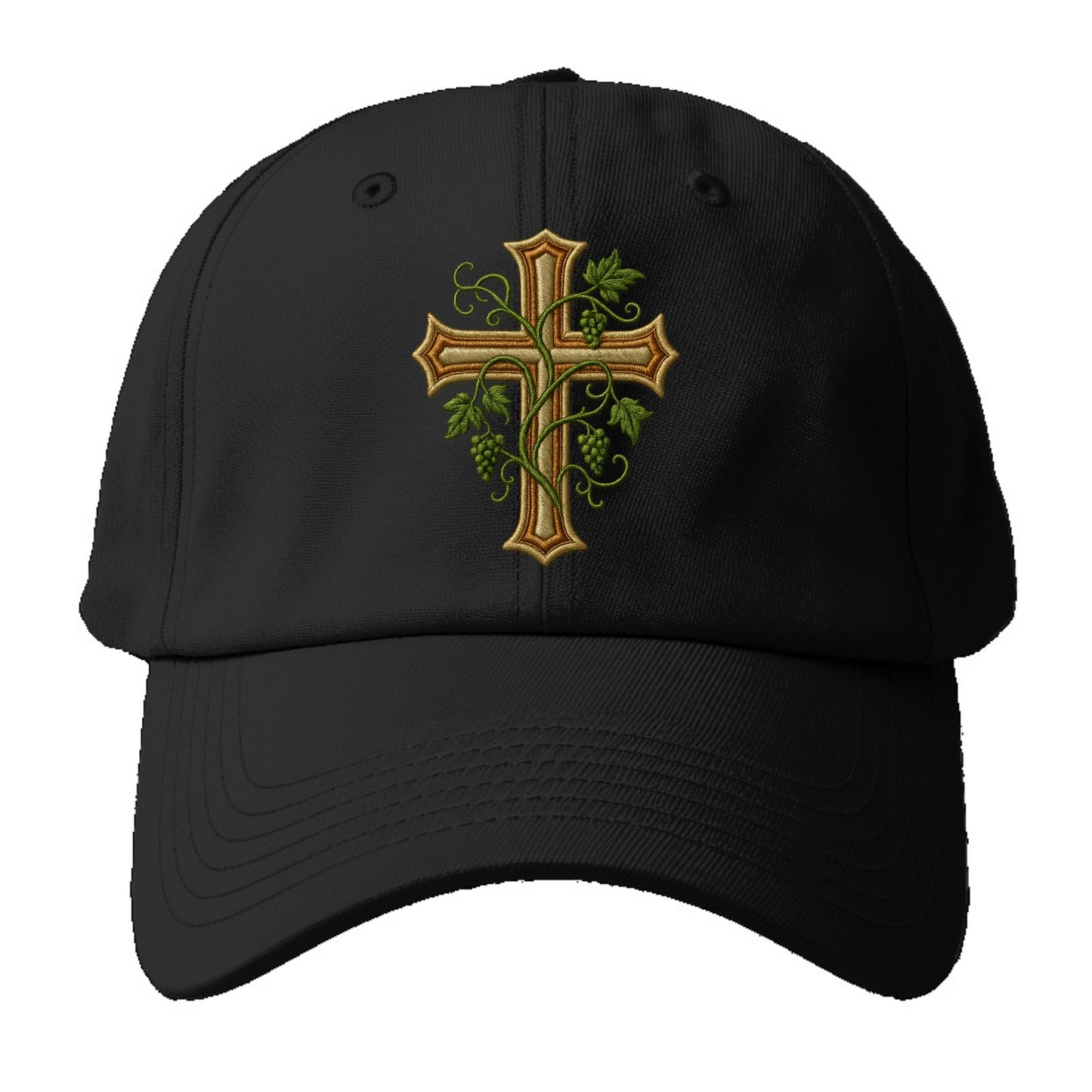 Vine Cross  - Baseball Cap For Big Heads - Black