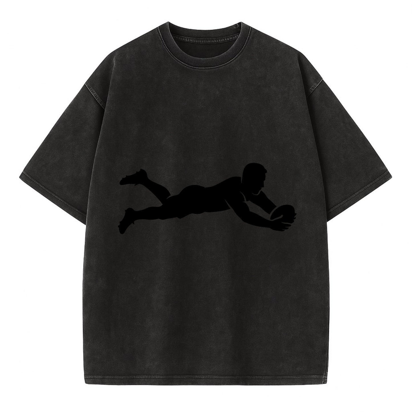 Rugby player diving for try - Vintage T-shirt - Black