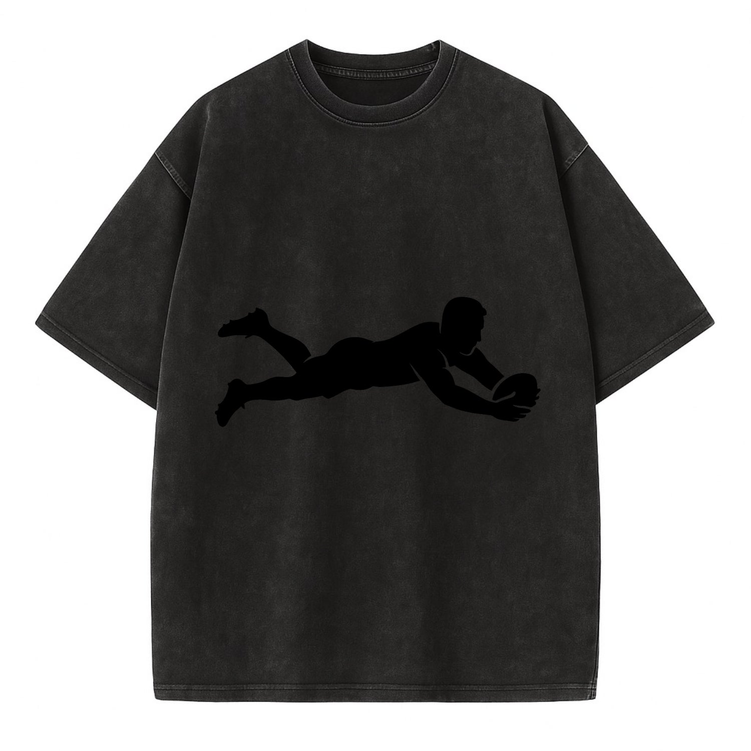 Rugby player diving for try - Vintage T-shirt - Black