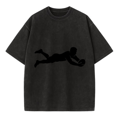 Rugby player diving for try - Vintage T-shirt - Black