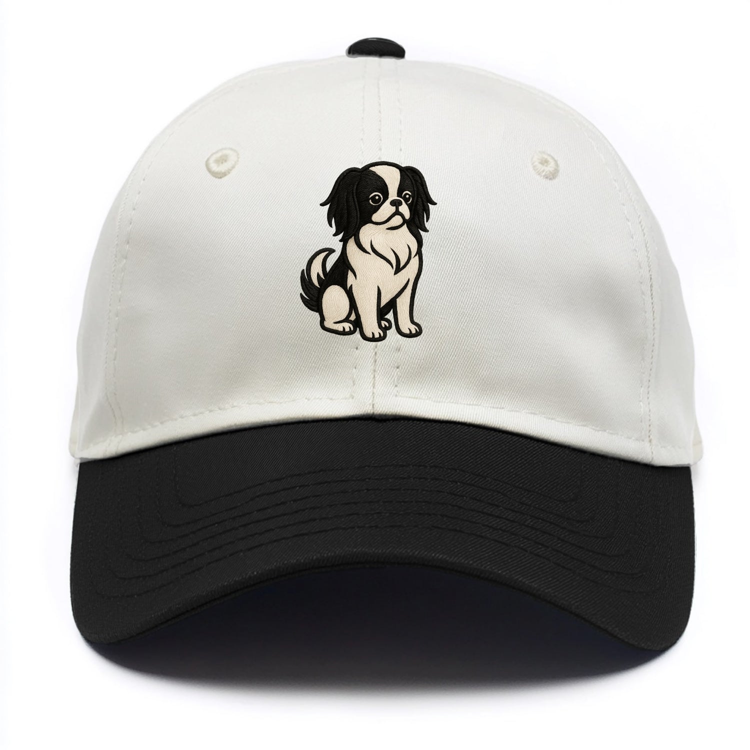 Japanese Chin - Black and white sitting Two Tone Cap - Black