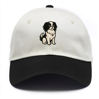 Japanese Chin - Black and white sitting Two Tone Cap - Black