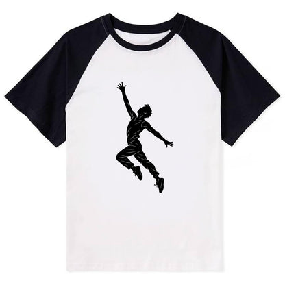 Modern dancer reaching skyward - Contrast Raglan T-shirt - Black