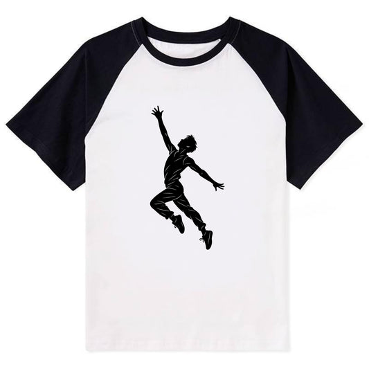 Modern dancer reaching skyward - Contrast Raglan T-shirt - Black