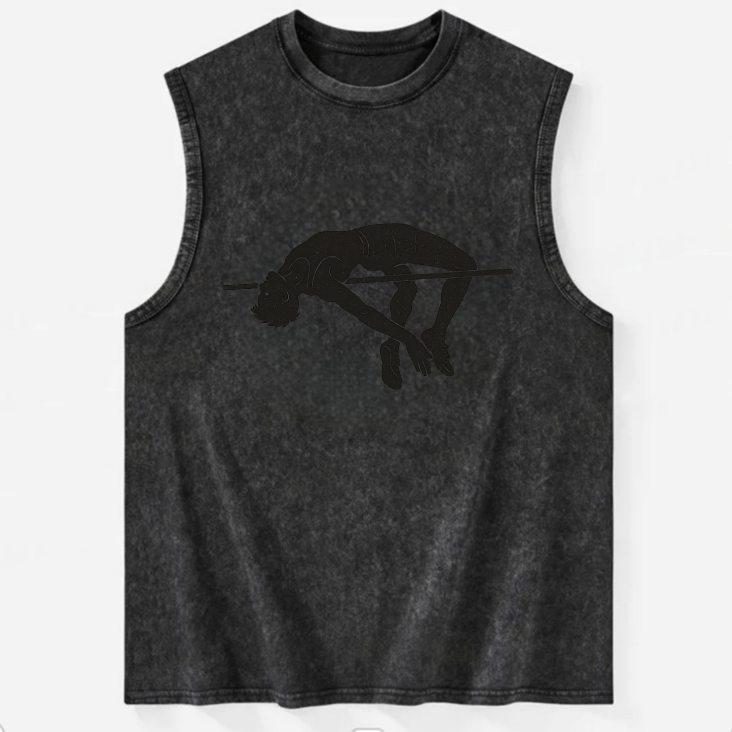 High jumper arching over bar - Vintage Washed Tank - Black