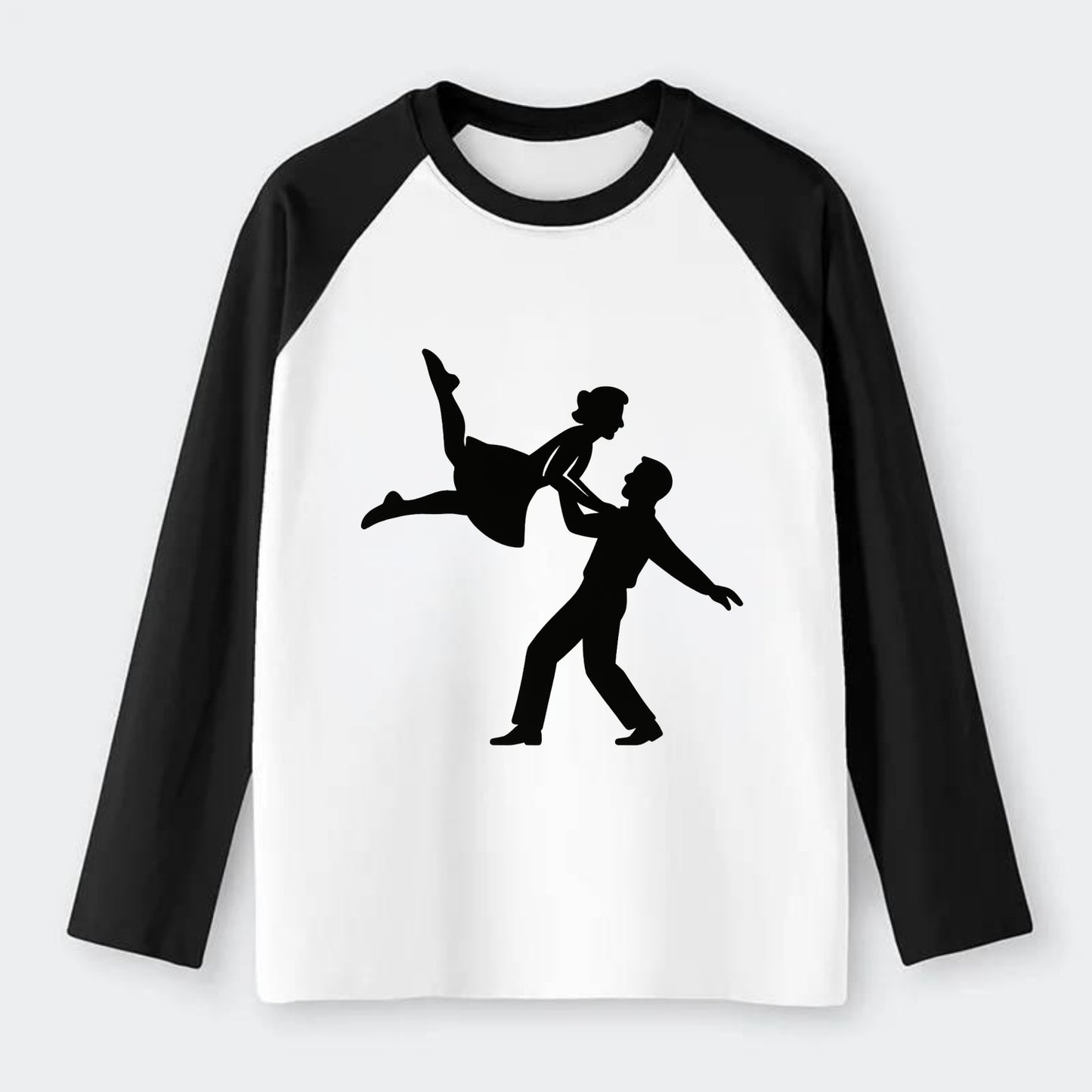 Swing dancers aerial lift - Raglan Long Sleeve T-Shirt - Black