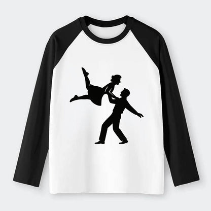 Swing dancers aerial lift - Raglan Long Sleeve T-Shirt - Black