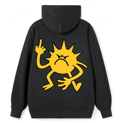 MORNINGS ARE PUNISHMENT | Grumpy sun with middle finger - Classic Pullover Hoodie - Black