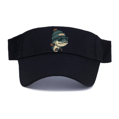 Cleveland Lake Erie Walleye wearing Cleveland beanie with pom pom and wayfarer sunglasses - Visor - Black