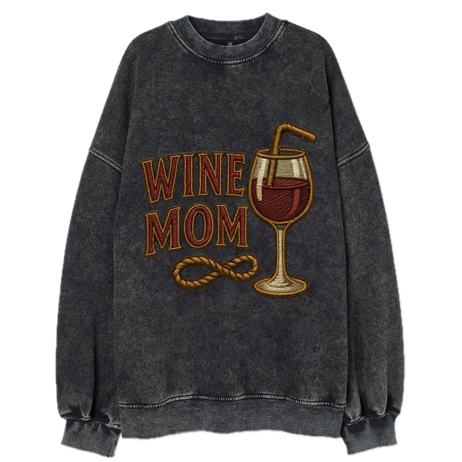 Wine Mom  - Vintage Sweatshirt - Black