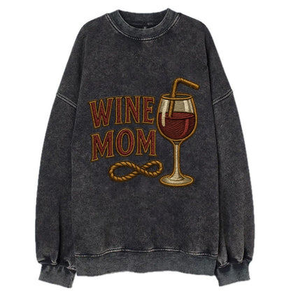 Wine Mom  - Vintage Sweatshirt - Black