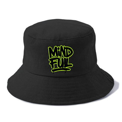 Bold typography design - "MINDFUL" - present awareness, conscious living - Bucket Hat - Black