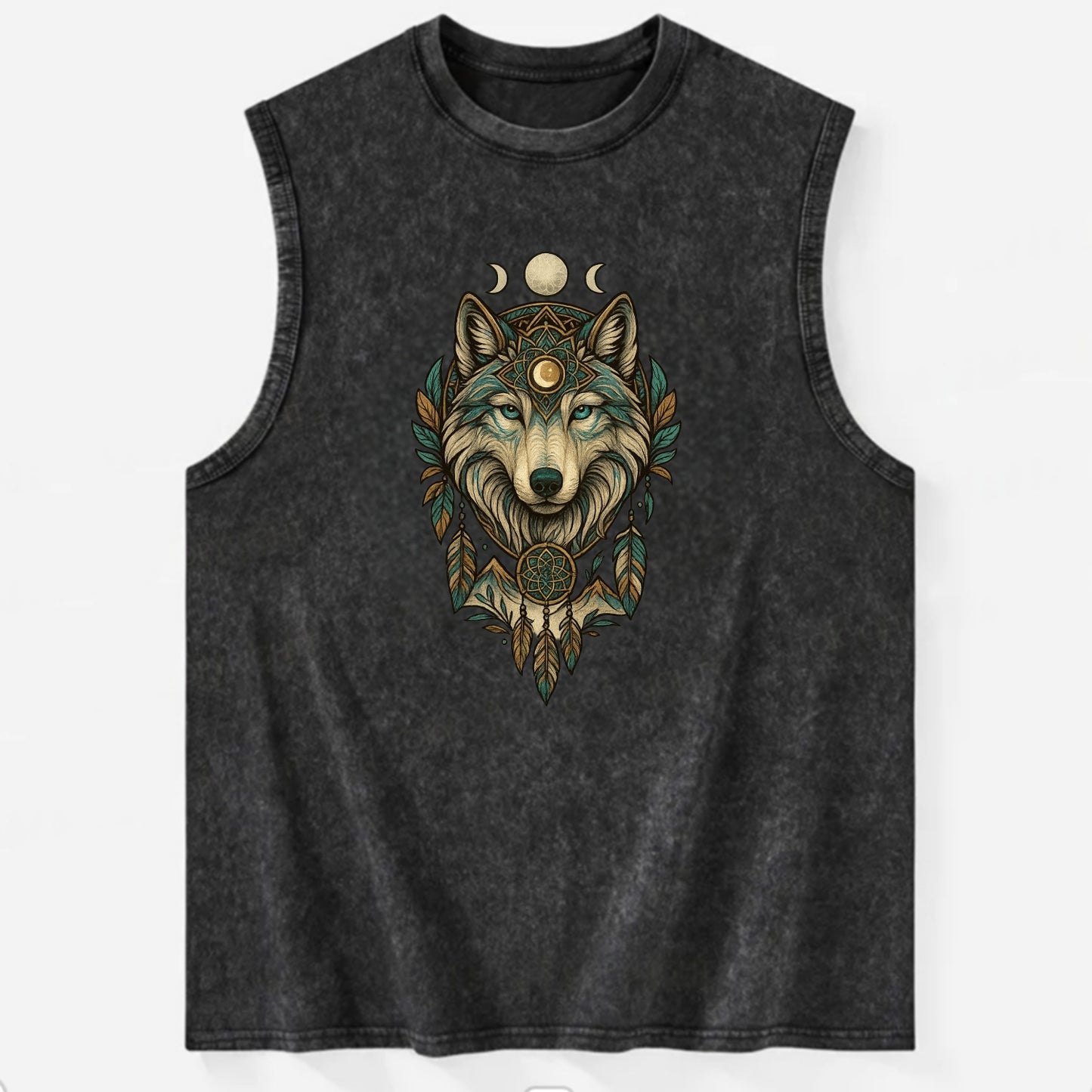 Pearl Wolf Shimmer  - Vintage Washed Tank - Black