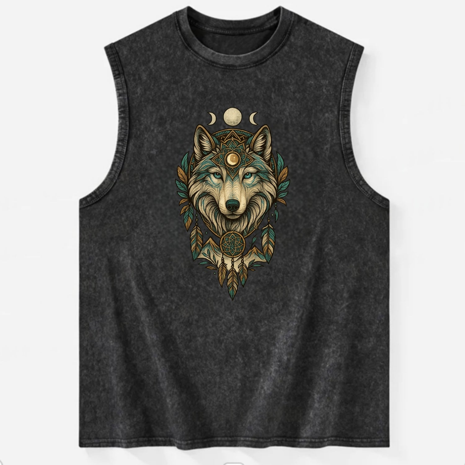 Pearl Wolf Shimmer  - Vintage Washed Tank - Black