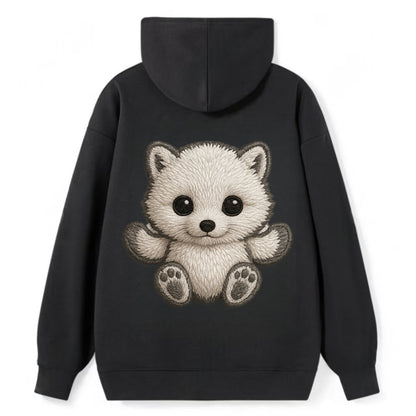Baby Arctic Fox - white fluffy, tiny black nose, bright curious eyes, - Classic Pullover Hoodie - Black